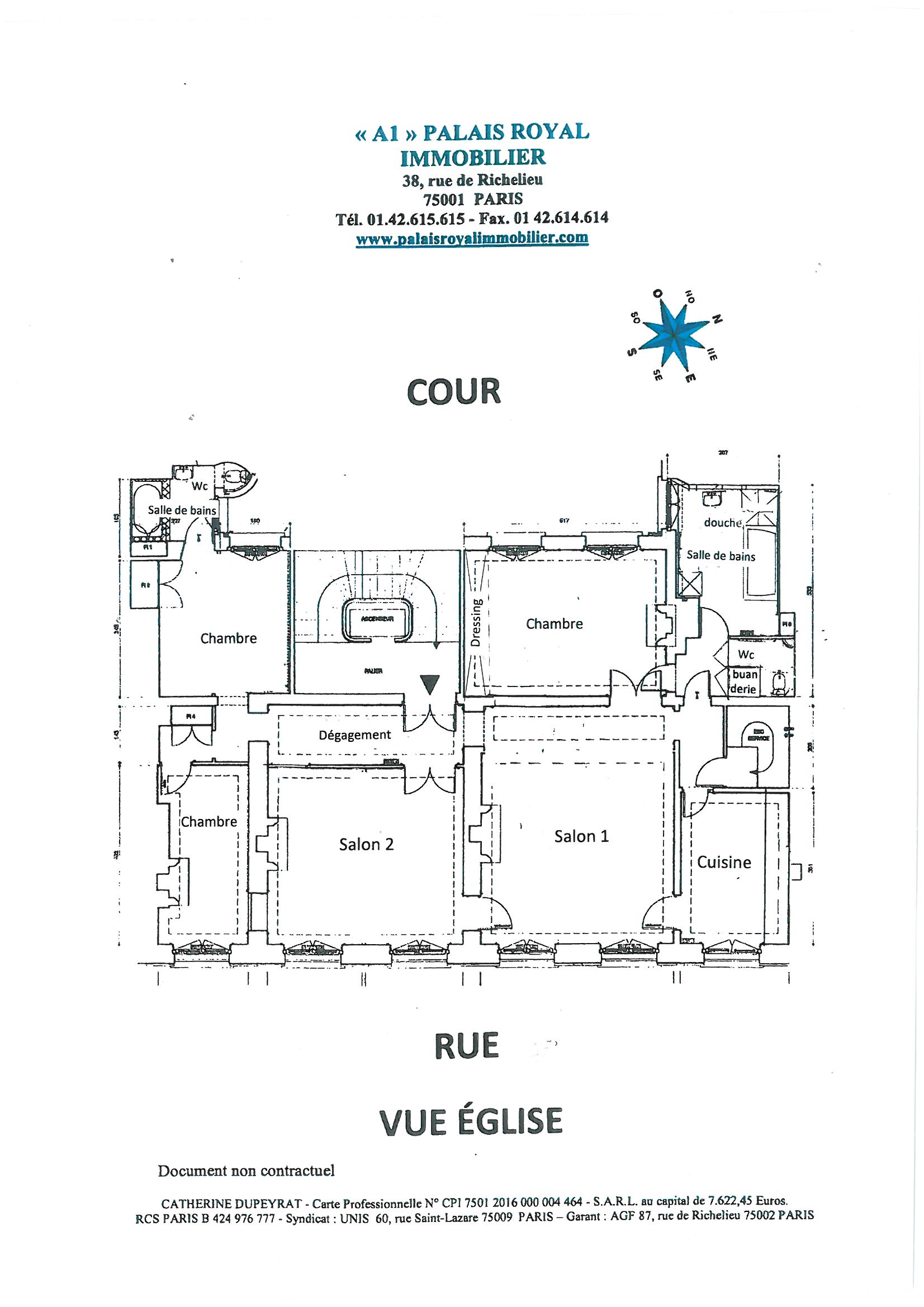 Paris 1er - Saint-Roch / Saint-Honoré 
3ème étage - Ascenseur- Clair - Calme
Emplacement d’exception - Appartement familial
Bien rare- 3 Chambres - 2 S. de bains - Parfait état
 - Plan