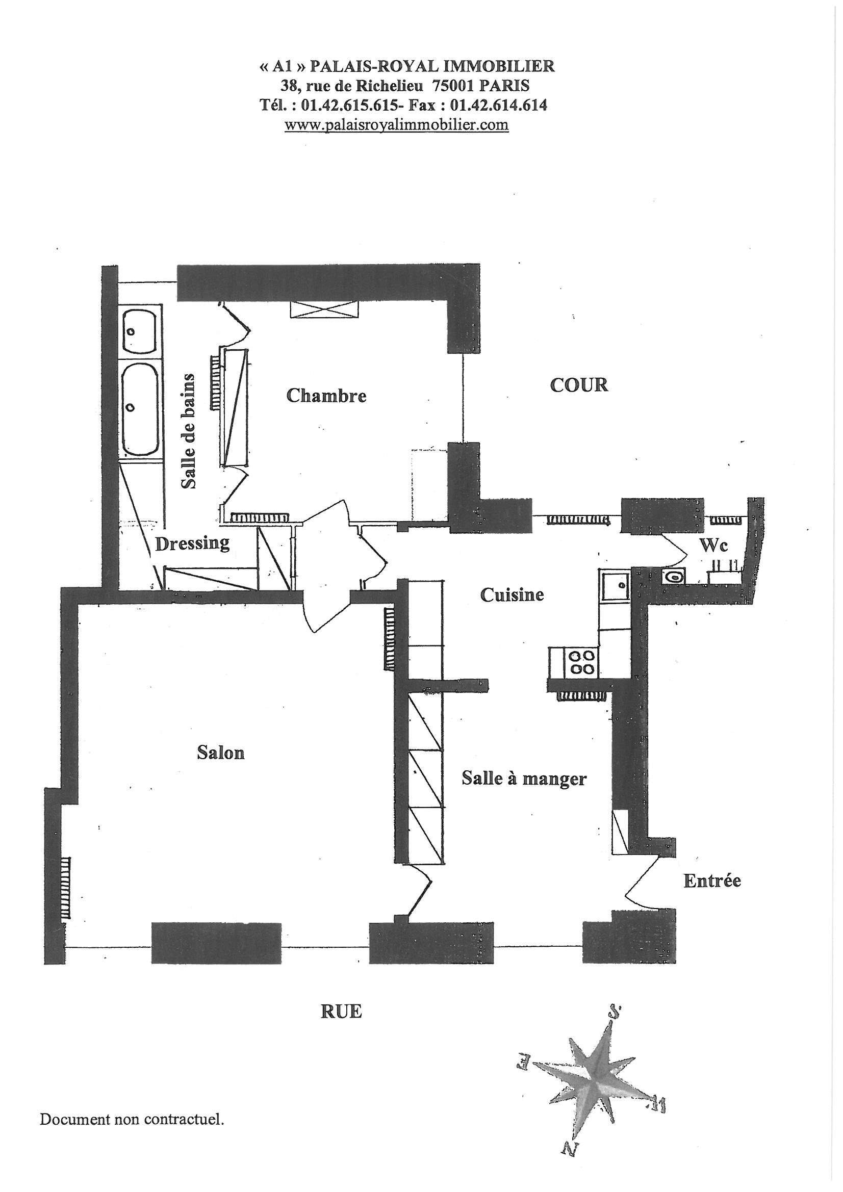 VENDU 
PARIS 2ÈME
PROXIMITÉ MONTORGUEIL
DANS IMMEUBLE XVIIIème
TRÈS BEL APPARTEMENT TRAVERSANT
SALON 31 M² - BELLE HSP : 3,20 M - Plan