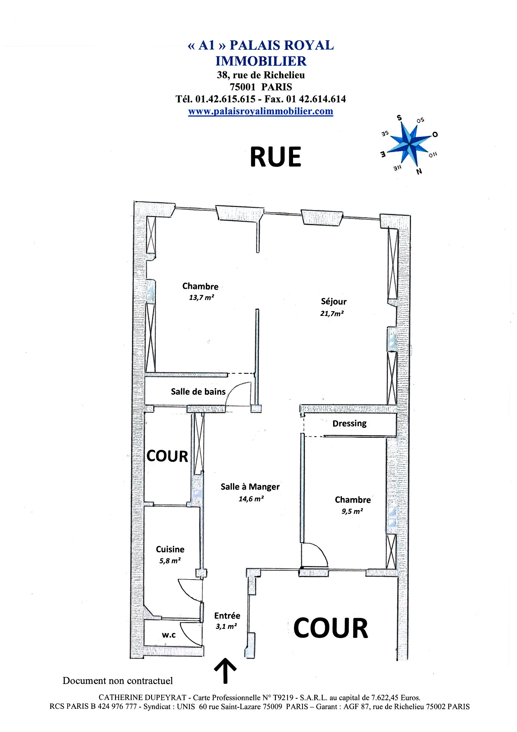 PARIS 9ÈME – PROCHE PLACE ST-GEORGES
IMMEUBLE P.DE TAILLE - 4ÈME ÉT.ASCENSEUR 
3/4  PIÈCES – TRAVAUX À PRÉVOIR
 - Plan