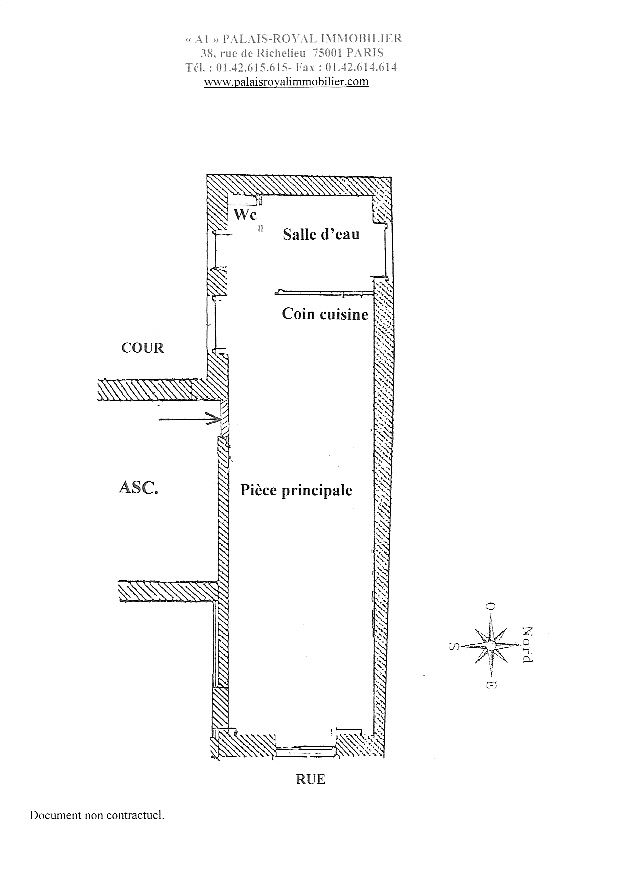 VENDU
PARIS 2EME
VUE SUR OPÉRA COMIQUE
ETAGE NOBLE - 3,60 m s/s plafond
BEAU VOLUME - 45m²  - Plan