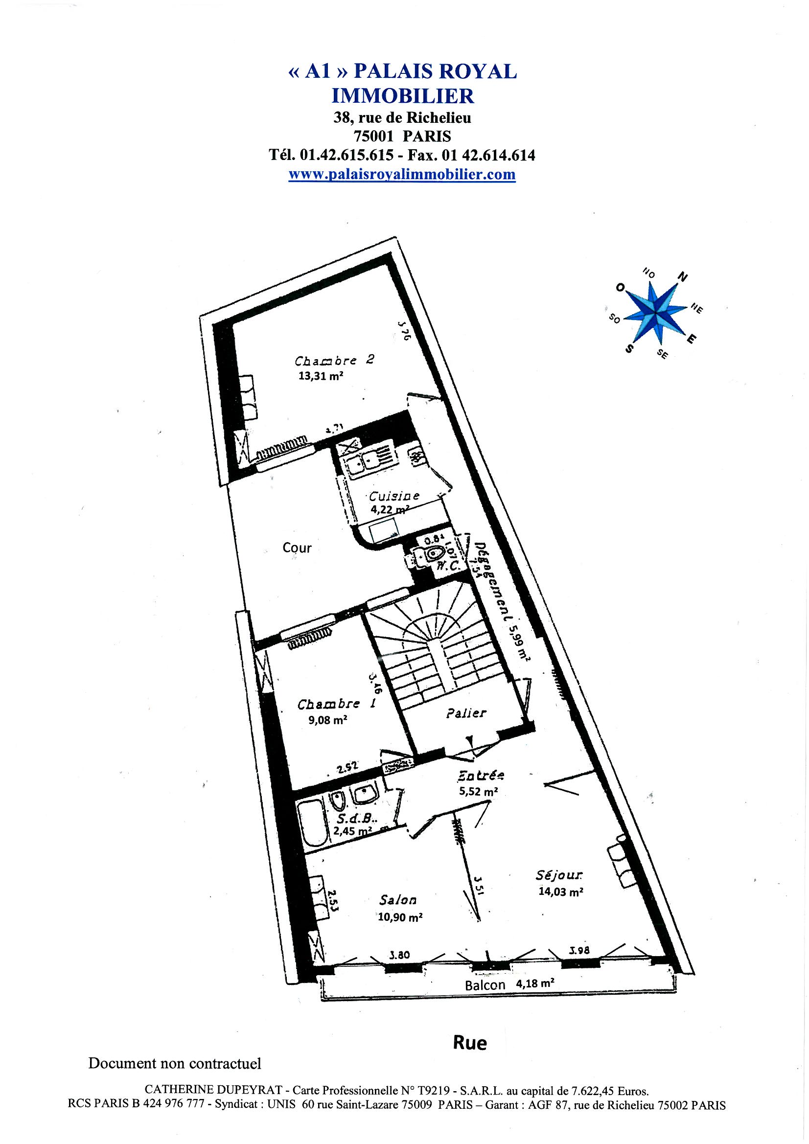 PARIS 1ER - PALAIS-ROYAL
ENTRE LA PL. DES VICTOIRES ET LE LOUVRE 
4 PIÈCES AVEC BALCON FILANT
ÉTAGE ÉLEVÉ – ASCENSEUR
EXCELLENT PLAN 

 - Plan