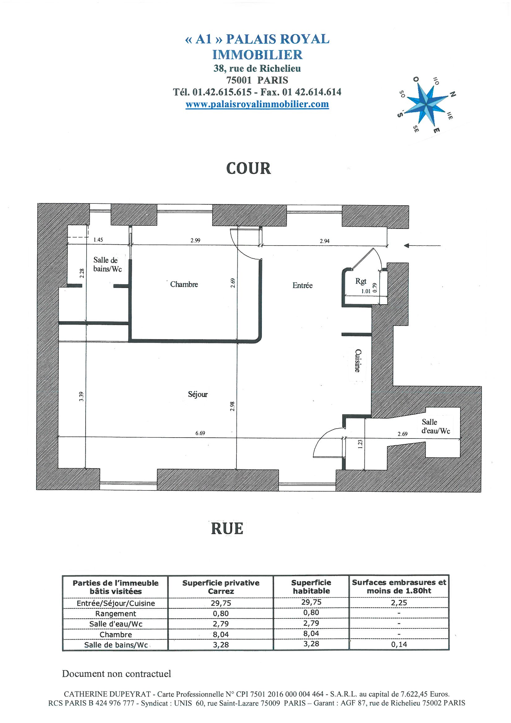 PARIS 7ème – RUE DE LILLE
À TOUTE PROXIMITÉ DES QUAIS DE SEINE
IMMEUBLE XVIIème SIÈCLE - 2ème ÉTAGE  
CHARMANT PIED À TERRE - 45m²
 - Plan