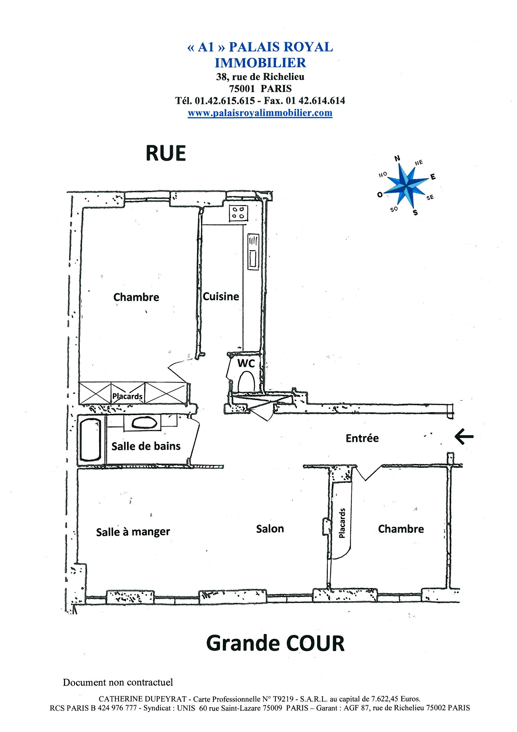 PARIS 1ER - PYRAMIDES
IMM. PDT GRAND STANDING - ASCENSEUR
APPARTEMENT 80 m² - À RAFRAICHIR
BELLE RÉCEPTION – 2 CHAMBRES

 - Plan