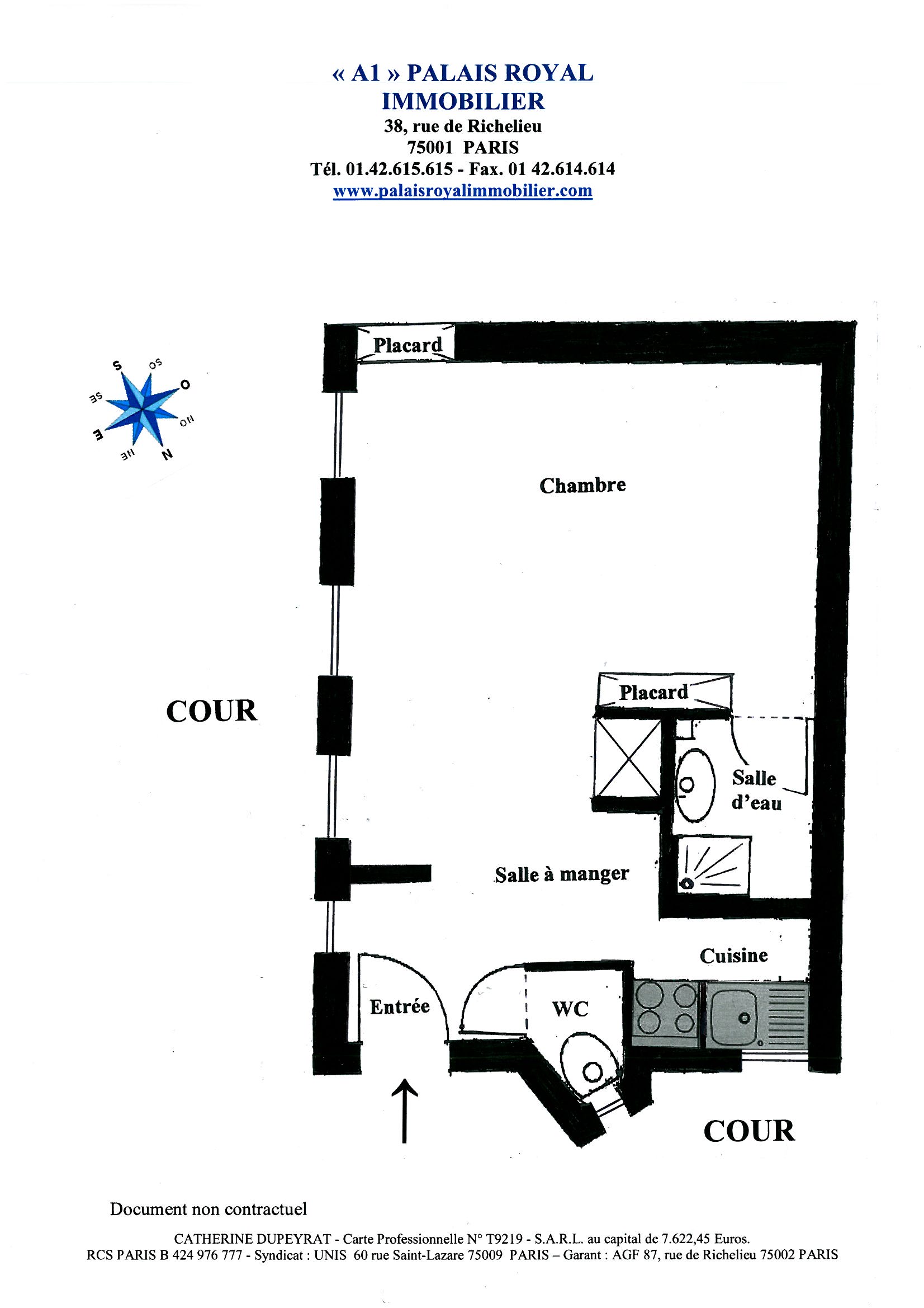 PARIS 1ER  
SAINT-HONORÉ – CAMBON
STUDIO AU CALME SUR COUR
SÉJOUR AVEC 3 GRANDES FENÊTRES 

 - Plan