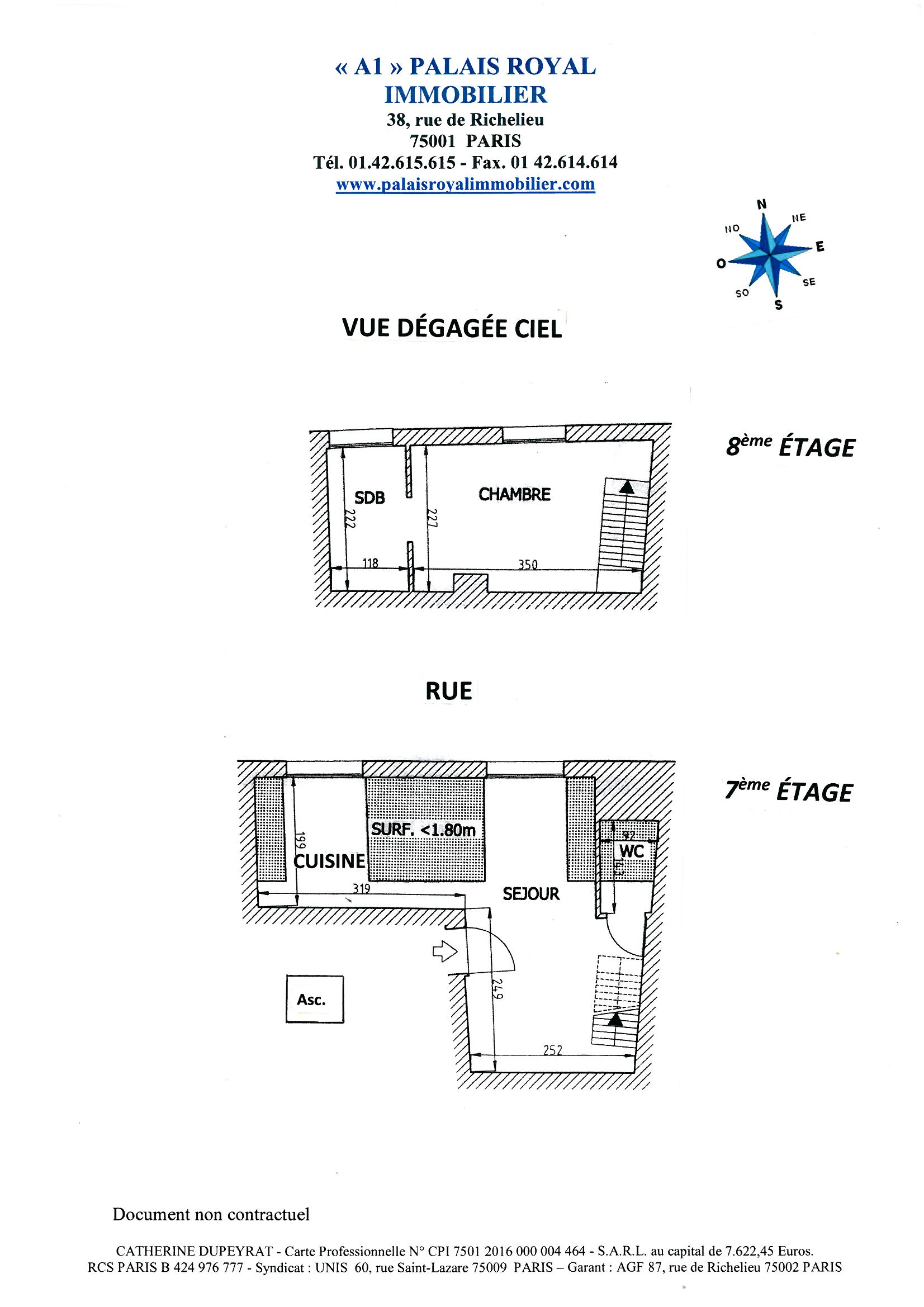 PARIS 2ème -  BOURSE / OPÉRA COMIQUE
CHARMANT 2 PIÈCES EN DERNIERS ÉTAGES
DUPLEX (7e+8e) AVEC ASCENSEUR
VUE DÉGAGÉE PLEIN CIEL - IDÉAL PIED À TERRE

 - Plan