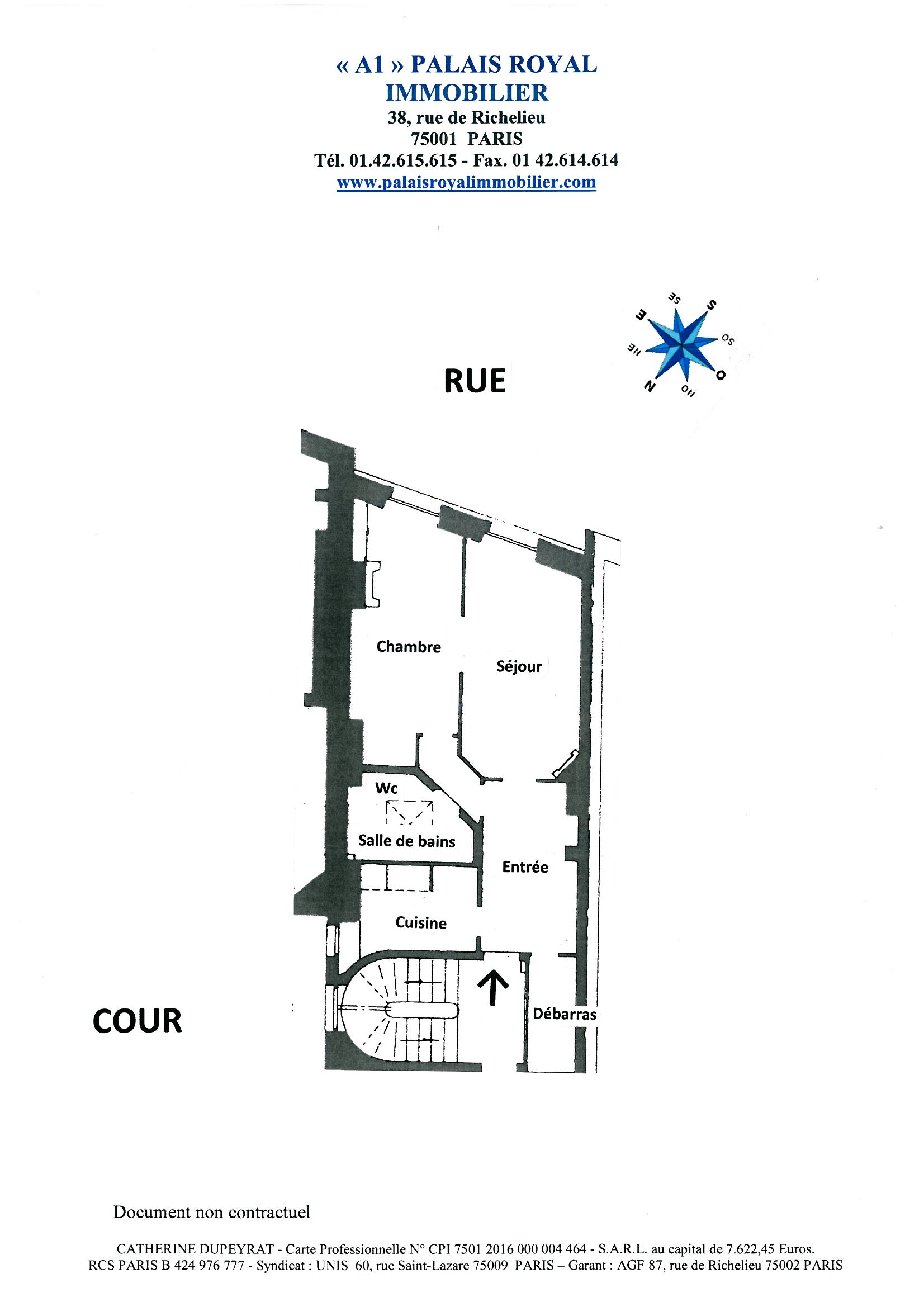 PARIS 1ER – À DEUX PAS DE LA FONDATION PINAULT
CHARMANT CLASSIQUE - 2 PIÈCES 46 m² 
BELLE FAÇADE EN PIERRE DE TAILLE
SUR RUE CALME ET RECHERCHÉE
 - Plan