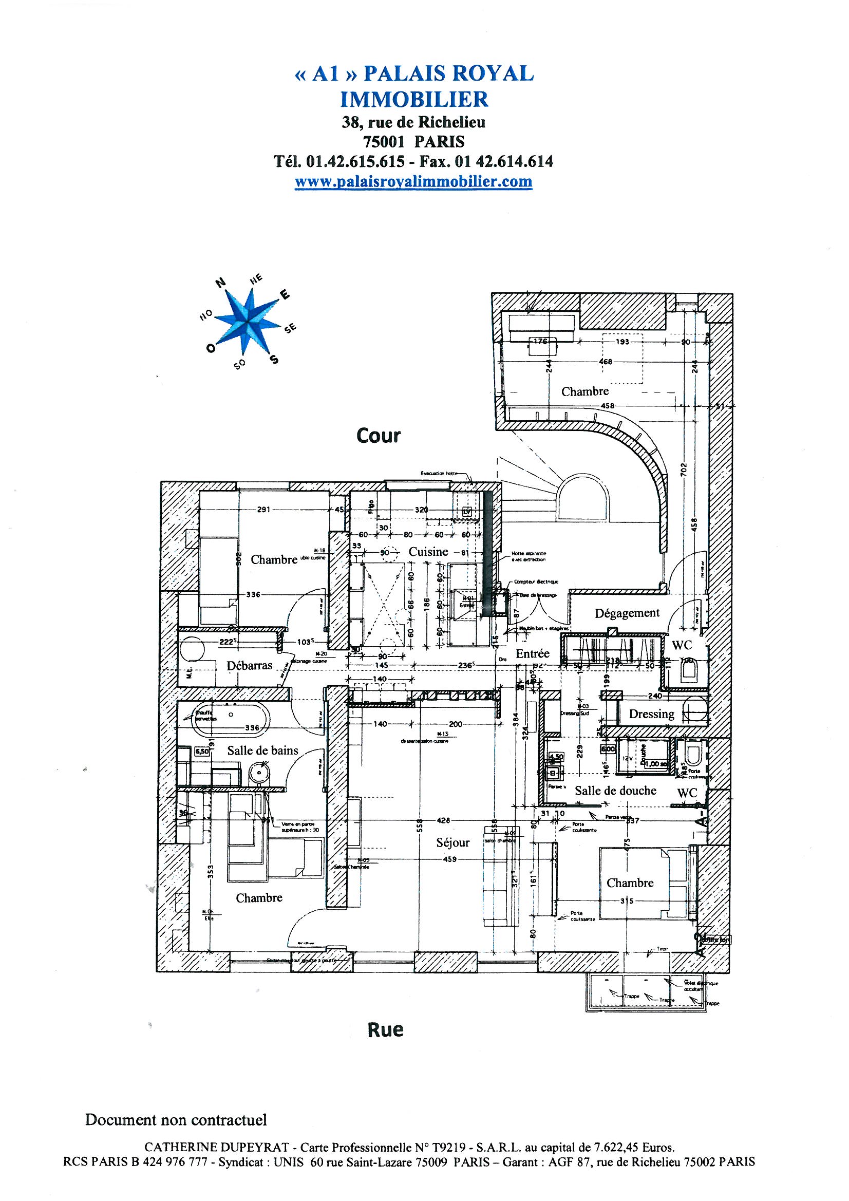 VENDU
PARIS 1ER - PRÈS PALAIS-ROYAL
APPARTEMENT FAMILIAL PLEIN SOLEIL
Imm. XIXème - ÉTAGE ÉLEVÉ - ASCENSEUR
RÉNOVATION DE QUALITÉ PAR ARCHITECTE
EXCELLENT PLAN – 4 CHAMBRES
 - Plan