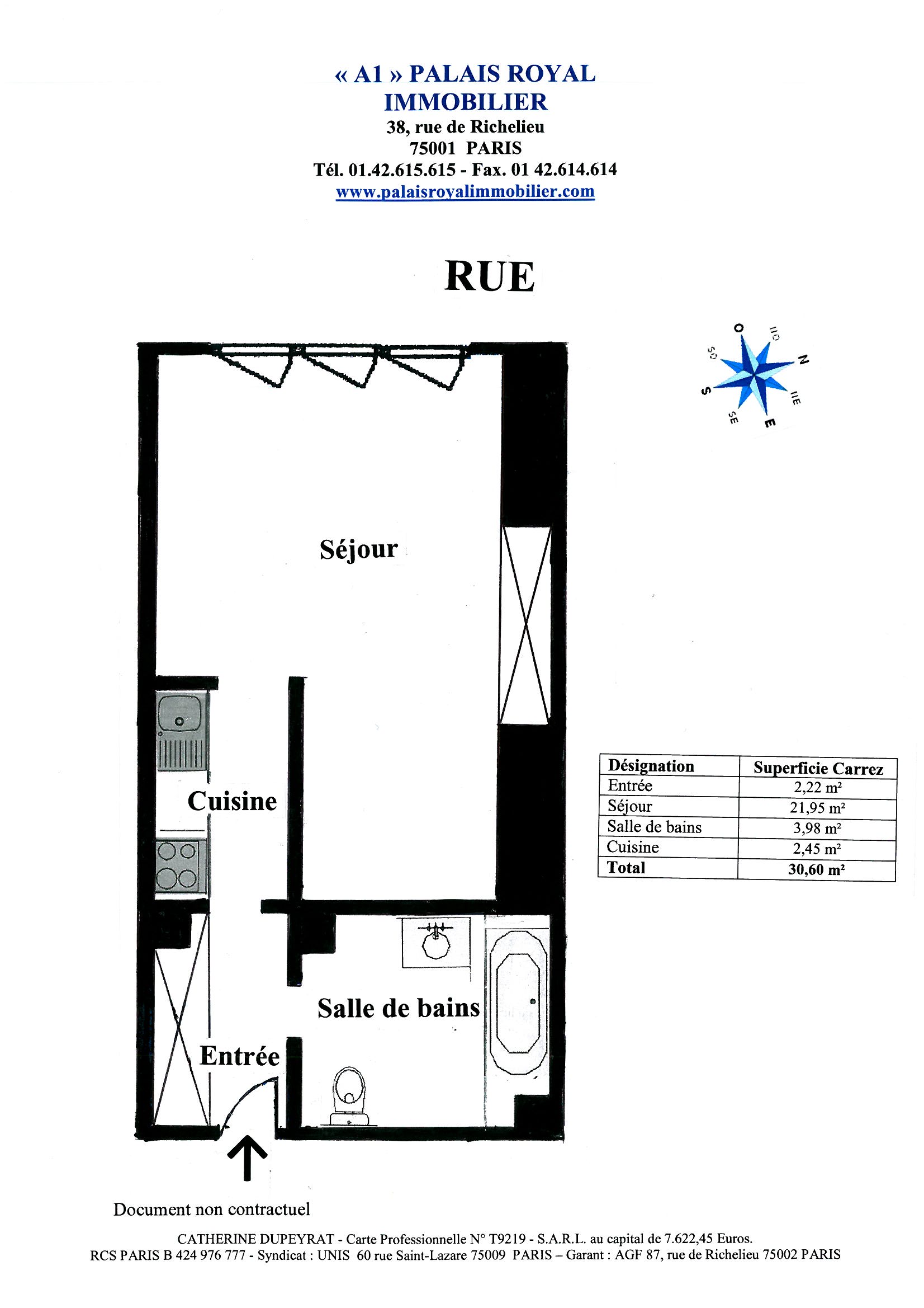 VENDU
PARIS 1ER – LOUVRE /VICTOIRES 
IMMEUBLE RÉCENT 1970
VUE PLEIN CIEL – 8ème ÉTAGE - ASCENSEUR 
GRAND STUDIO 30,60 m² - PLEIN OUEST  
 - Plan