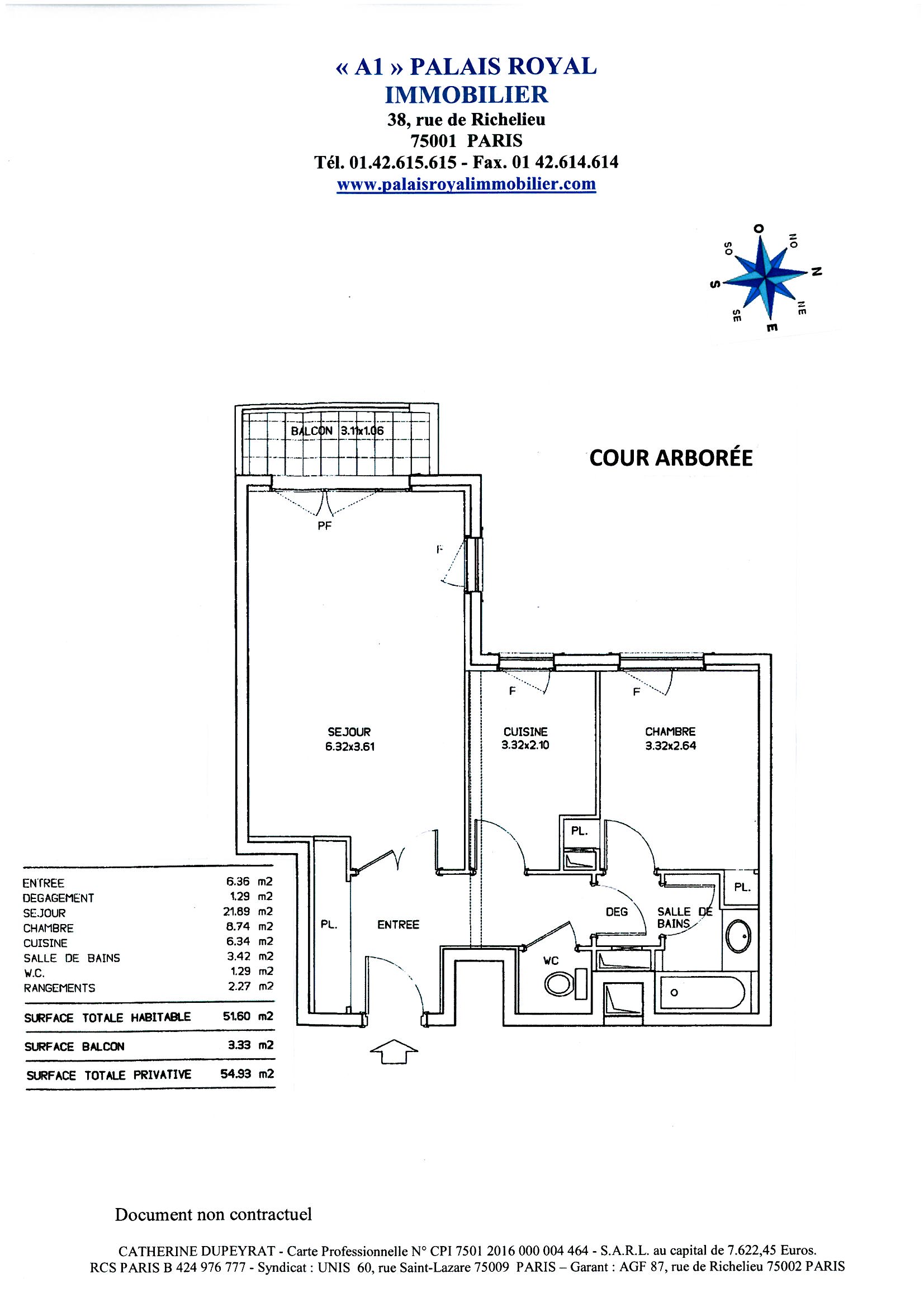 PARIS 1ER - SAINT-HONORÉ - COMÉDIE FRANÇAISE
AU CALME SUR COUR JARDIN
SPACIEUX 2 PIÈCES AVEC BALCON PLEIN OUEST
IMMEUBLE GRAND STANDING - ASCENSEUR  - Plan