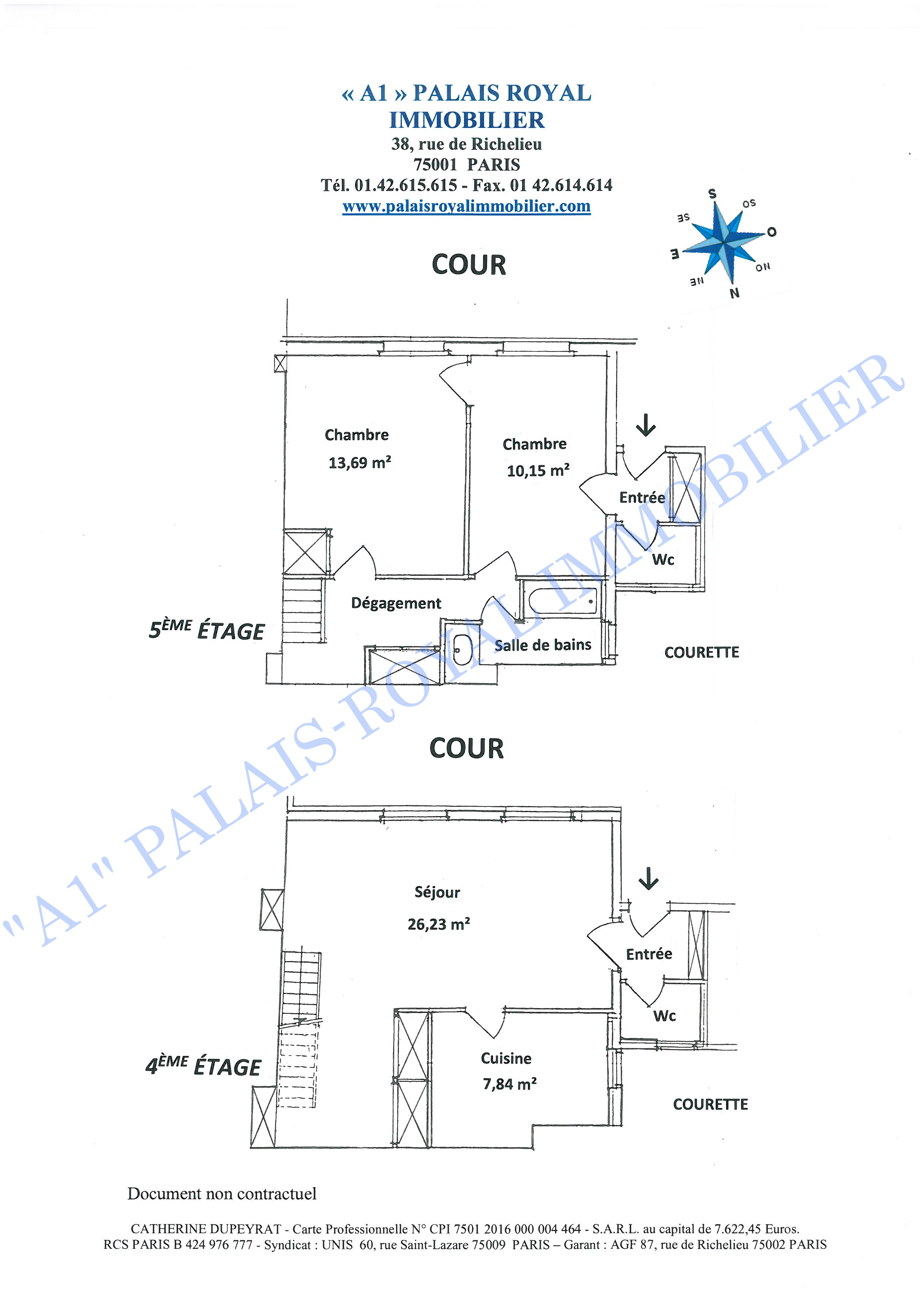 Paris 2ème – Sainte-Anne / Square Louvois
 Immeuble XIXème siècle - Duplex aux 4e et 5e étages
2 chambres - Séjour 26 m² - 2 portes palières 
Beau potentiel -  Sur cour principale - Calme - Soleil - Plan