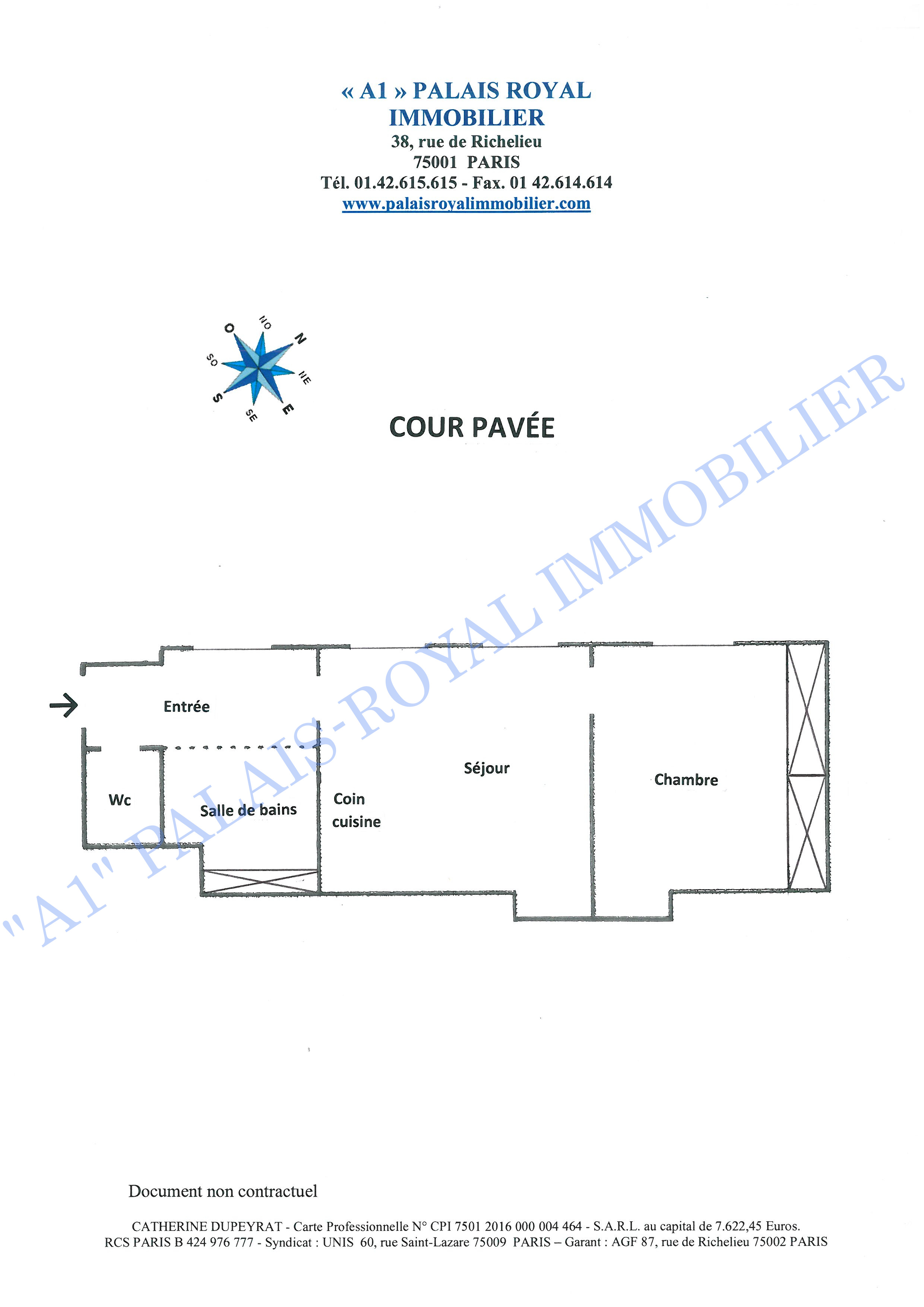Paris 1er – Comédie Française / Saint-Honoré
Emplacement recherché - Au 3ème étage sur cour pavée
2 pièces avec beau potentiel - Distribution optimisée
4 fenêtres plein Ouest - Travaux à prévoir - Plan