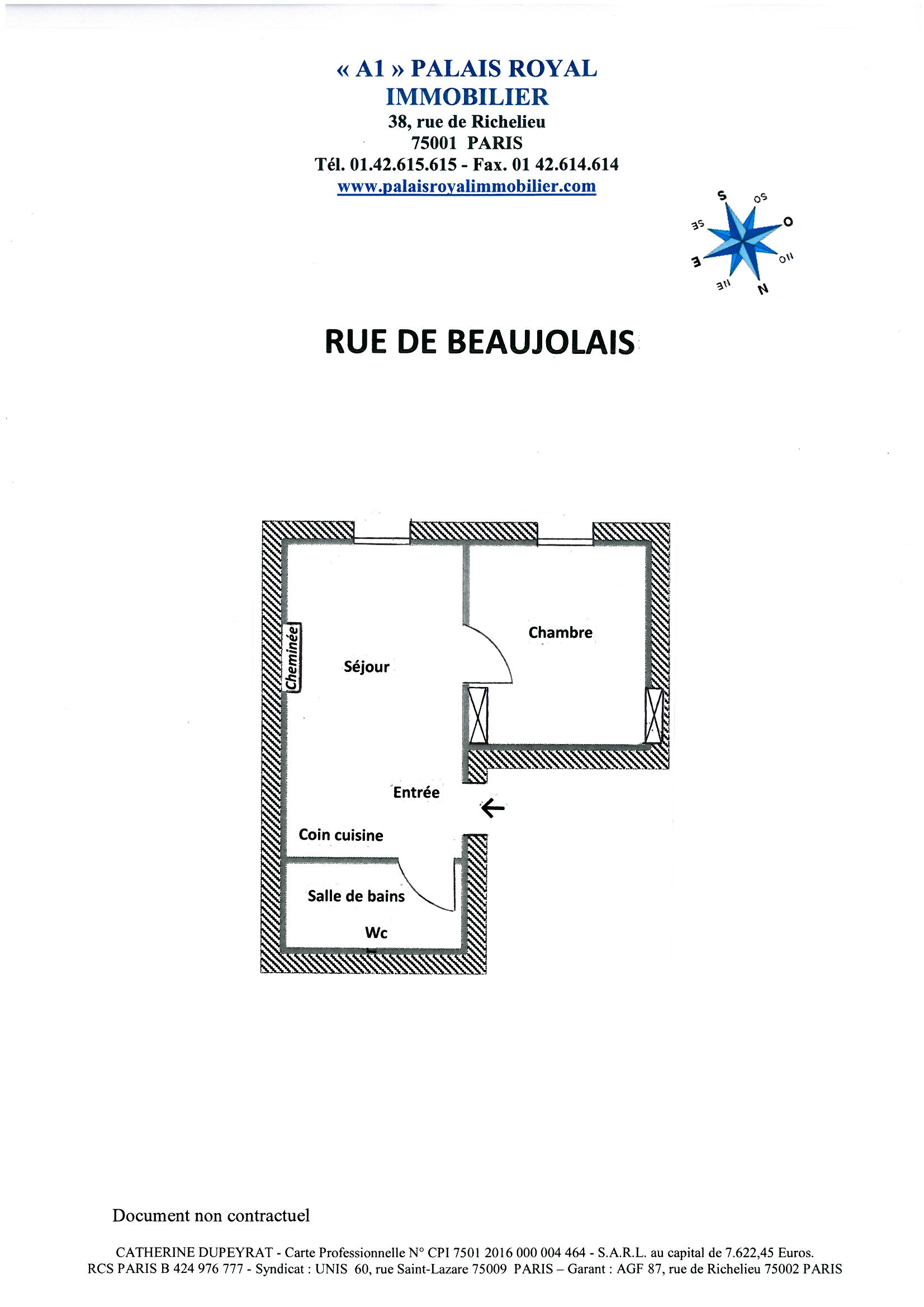 Paris 1er - Palais-Royal / Victoires 
Emplacement d'exception
Pied à terre de charme - Sur rue calme
Plein soleil - Orientation sud-Ouest
 - Plan