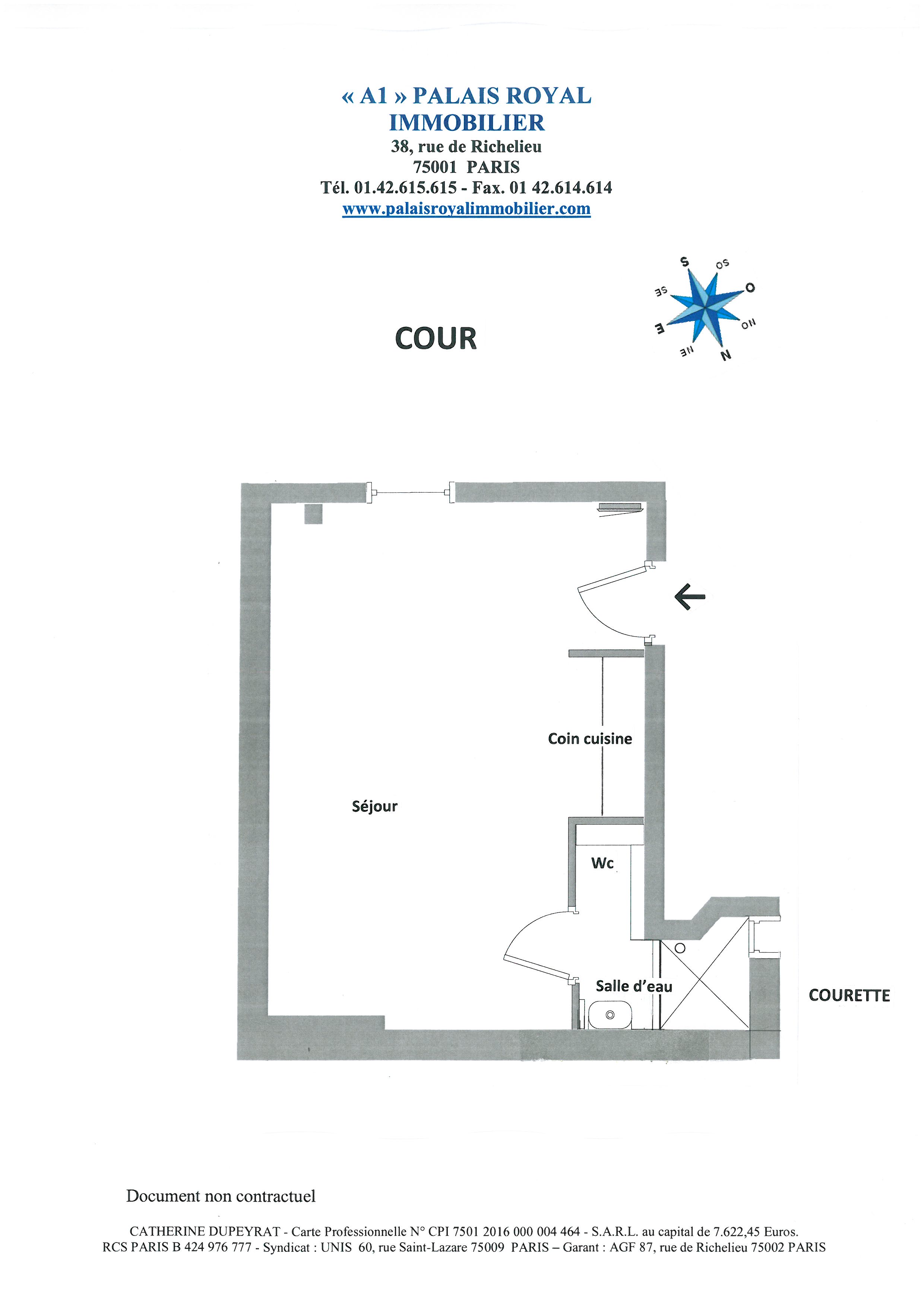Paris 1er - Tuileries / Rivoli
Emplacement 1er ordre - Investissement / primo-accédant - 
Studio 18m² - 7ème et dernier étage - Excellent état général
Grand Velux plein Sud - Calme et ensoleillé
 - Plan