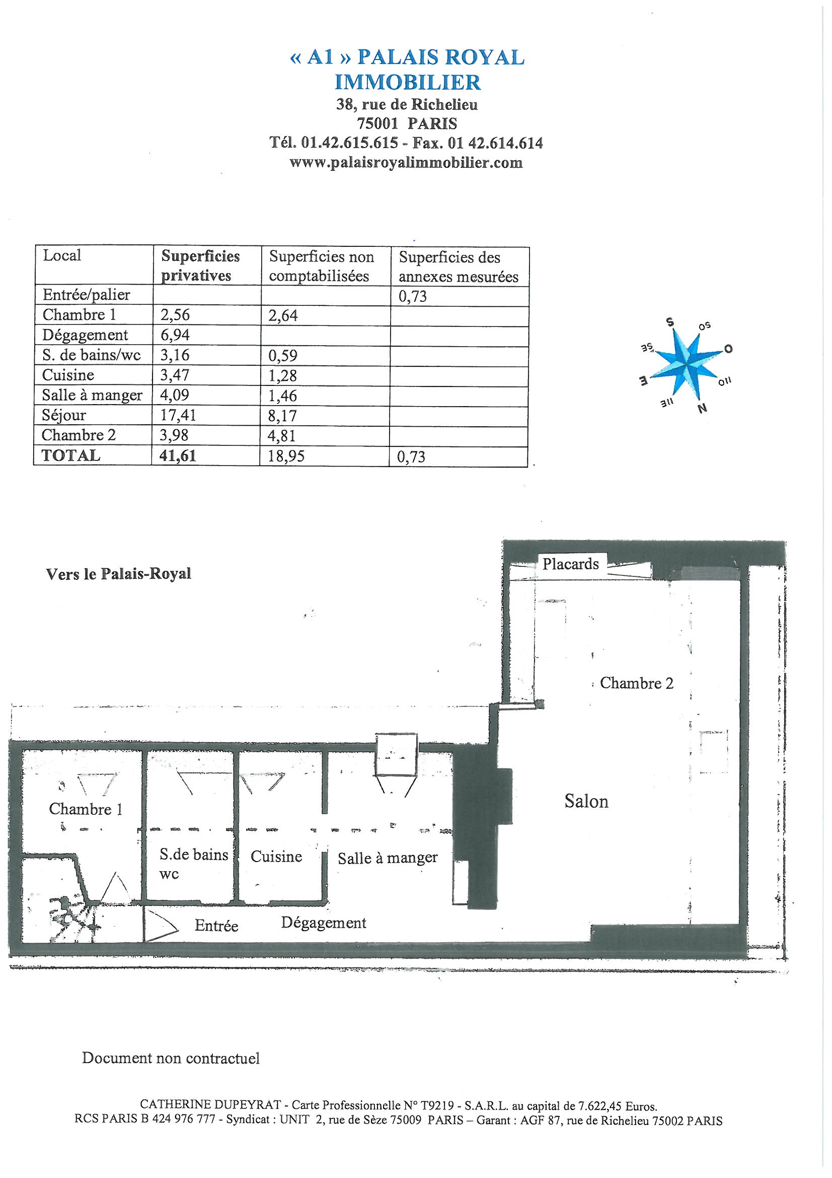 PARIS 1ER
THÉÂTRE DU PALAIS-ROYAL
TRÈS BEL APPARTEMENT ATYPIQUE
VUE DÉGAGÉE SUR LES TOITS
BALCON – VERRIÈRE - SOLEIL 
 - Plan