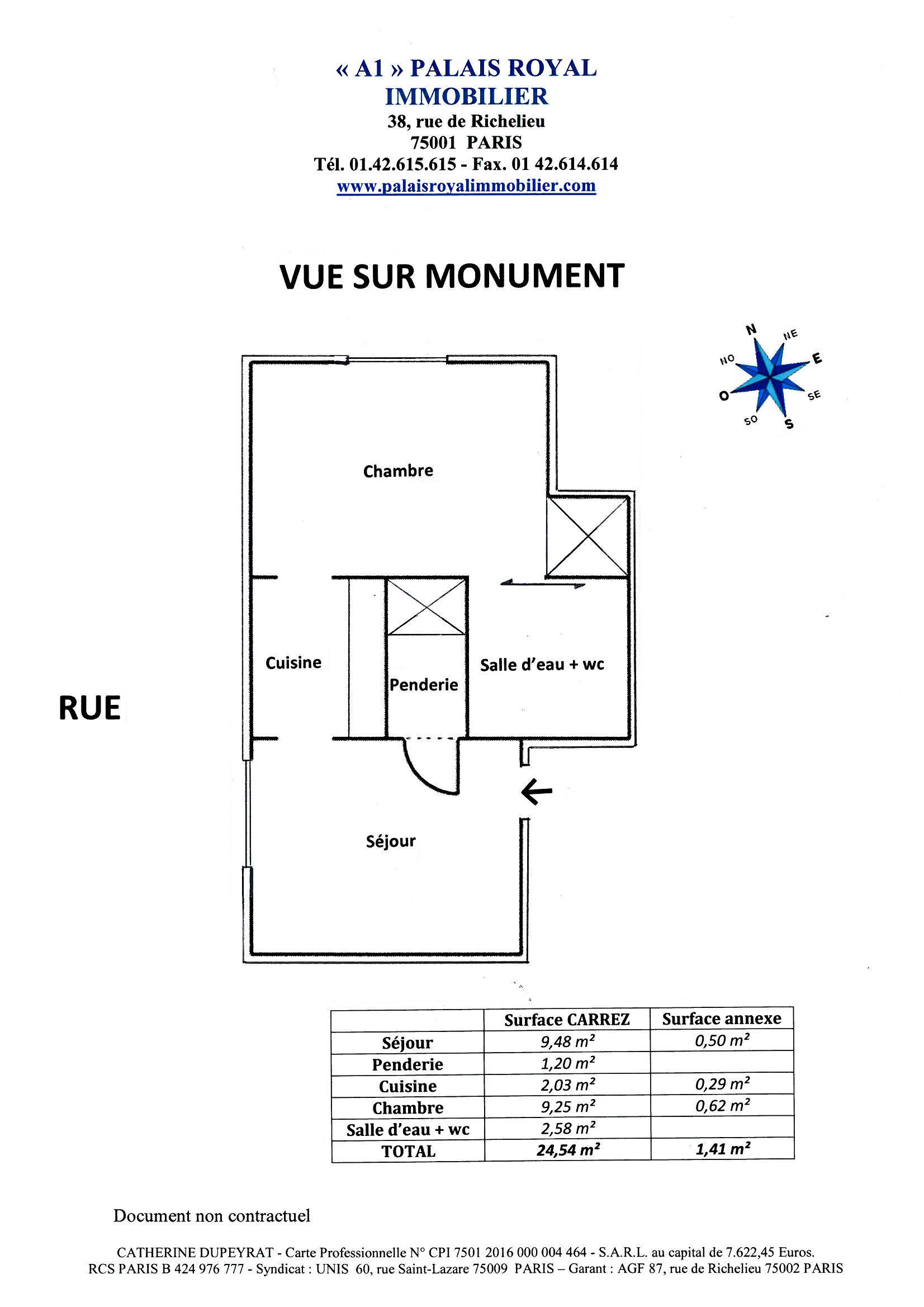 PARIS 1er – À DEUX PAS DES JARDINS DU PALAIS-ROYAL
- IMMEUBLE D’ANGLE XIXème - 
CHARMANT 2 PIÈCES - REFAIT À NEUF
5ème ÉTAGE - VUE DÉGAGÉE MONUMENT
 - Plan