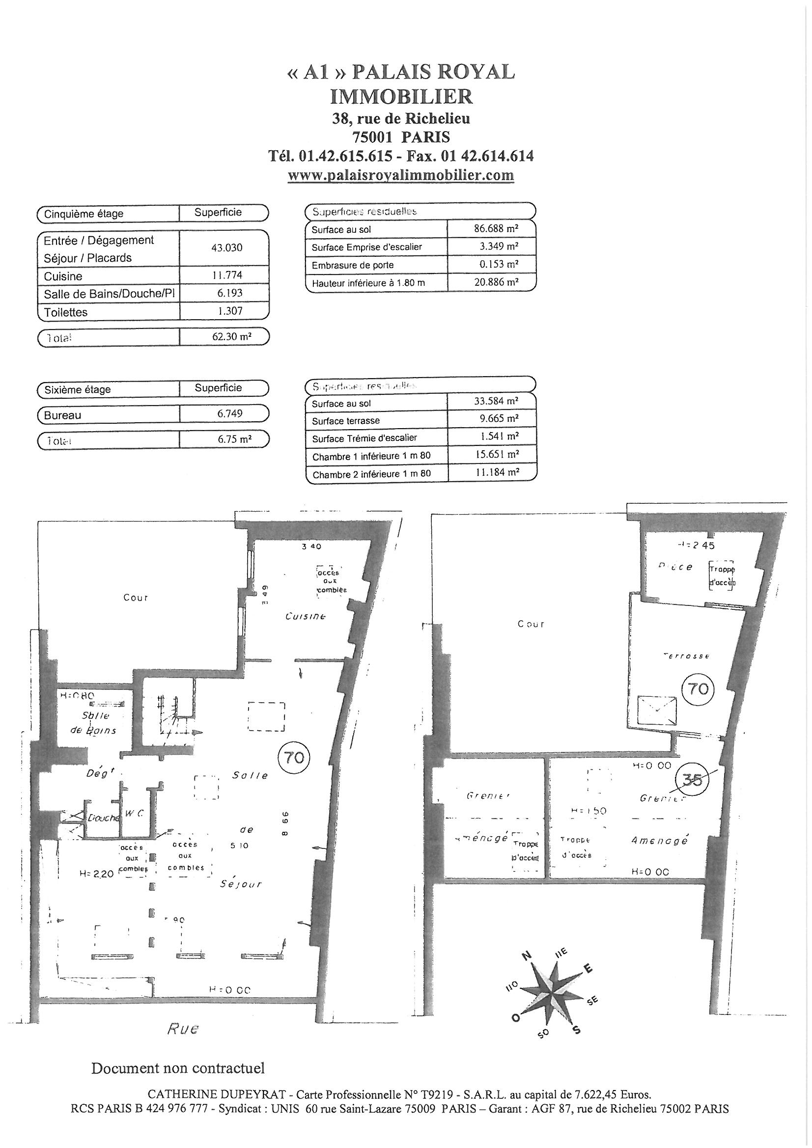 PARIS 1er - COQUILLIÈRE
IMMEUBLE  XVIIème AVEC ASCENSEUR
APPARTEMENT ATYPIQUE
BEAUCOUP DE CHARME
TERRASSE - DERNIERS ÉTAGES
 - Plan