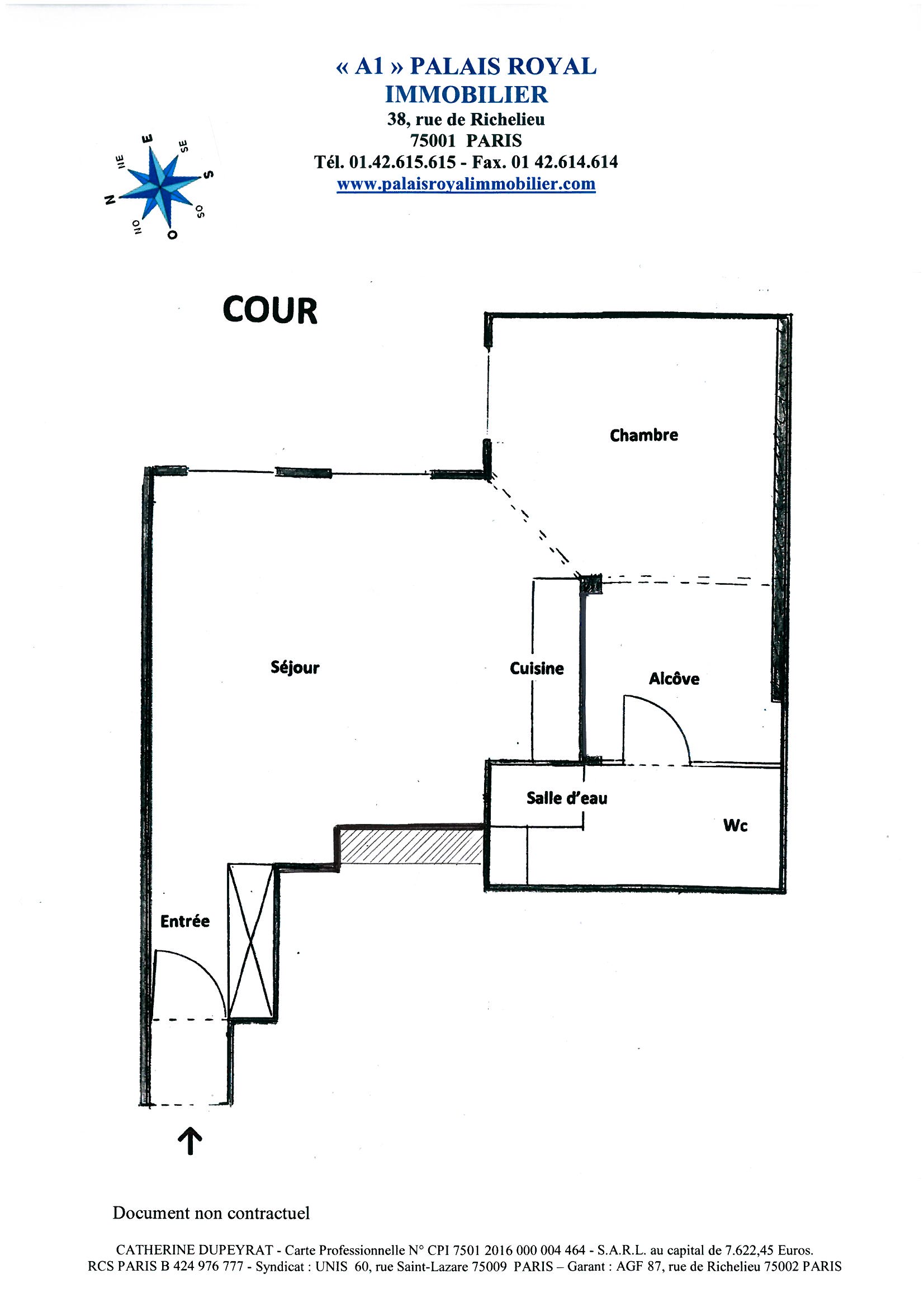PARIS 1er– LOUVRE / VICTOIRES
IMMEUBLE RÉCENT 1970  - ASCENSEUR
GRAND 2 PIÈCES - 53,41 m² Loi CARREZ
CALME SUR COUR - IDÉAL PIED À TERRE
 - Plan